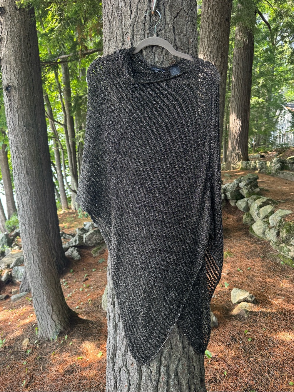 Eileen Fisher Metallic Blend Chic Shawl Top OS